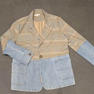 Ces Femme Plaid and Denim Jacket